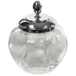 Windisch 88477D Round Clear Crystal Glass Cotton Ball Jar